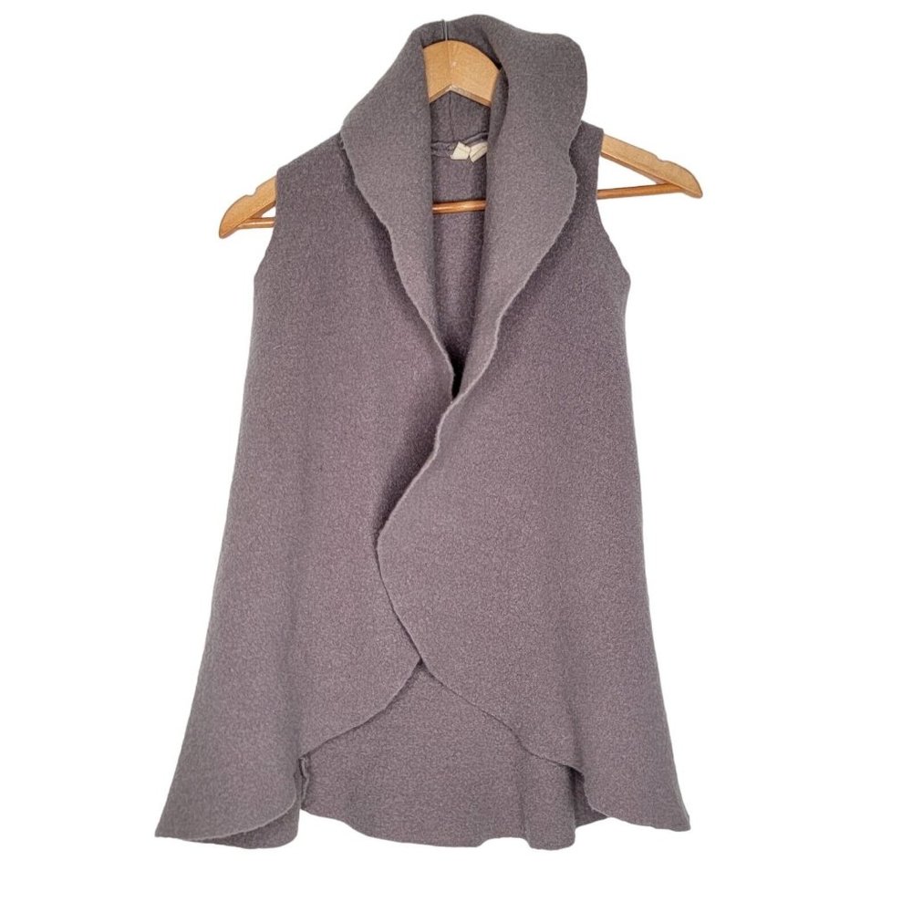 Moth Anthropologie XS / S‎ Gray Felt 100% Wool Sleeveless Open Cardigan Sweater